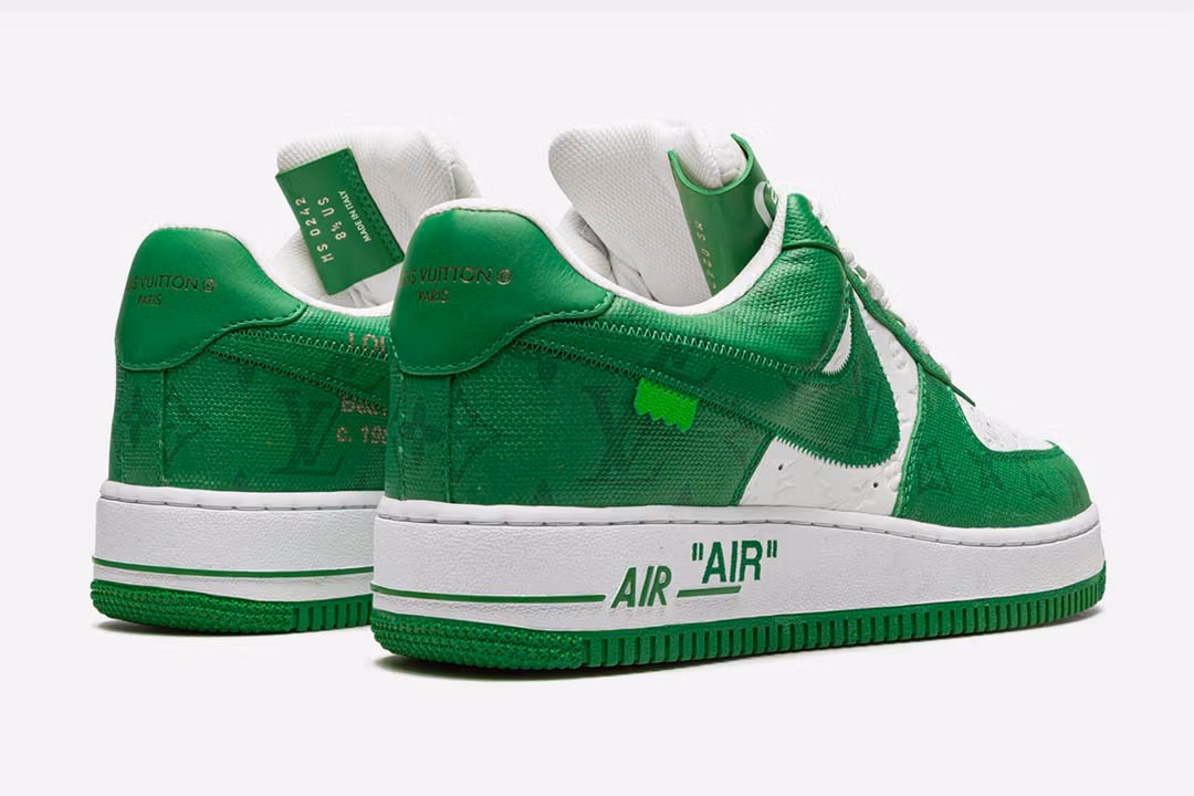LV x Air Force 1 Low By Virgil Abloh White Green - Image 3