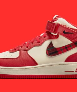 Alternative view of Nike Air Force 1 Mid '07 LX Plaid Cream Red