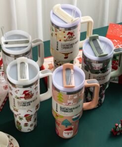 Multi color Christmas Stanley 40 Oz. Quencher H2.0 FlowState Stainless Steel Vacuum Insulated Tumbler