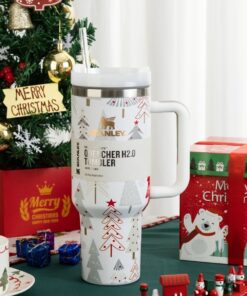 White Christmas Stanley 40 Oz. Quencher H2.0 FlowState Stainless Steel Vacuum Insulated Tumbler
