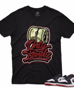 J1 Retro Low OG Black Toe - OnlyMoney T-Shirt - Black