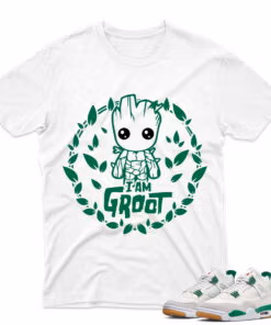 J4 Retro SB Pine Green - T-Shirt Groot White
