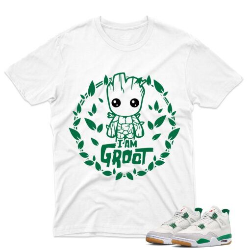 J4 Retro SB Pine Green - T-Shirt Groot White