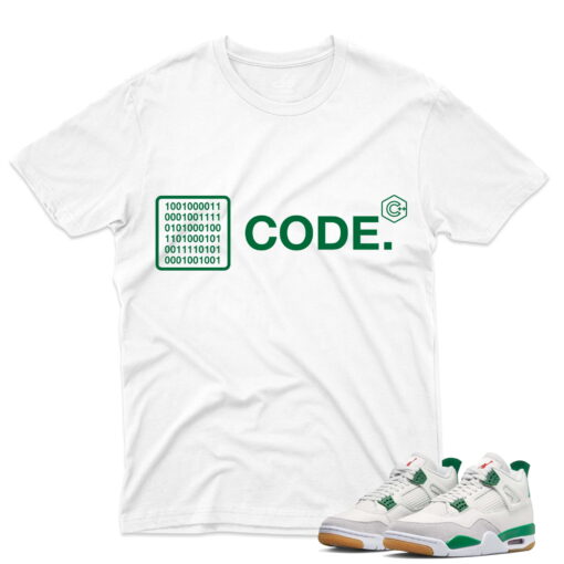 J4 Retro SB Pine Green - T-Shirt Code White