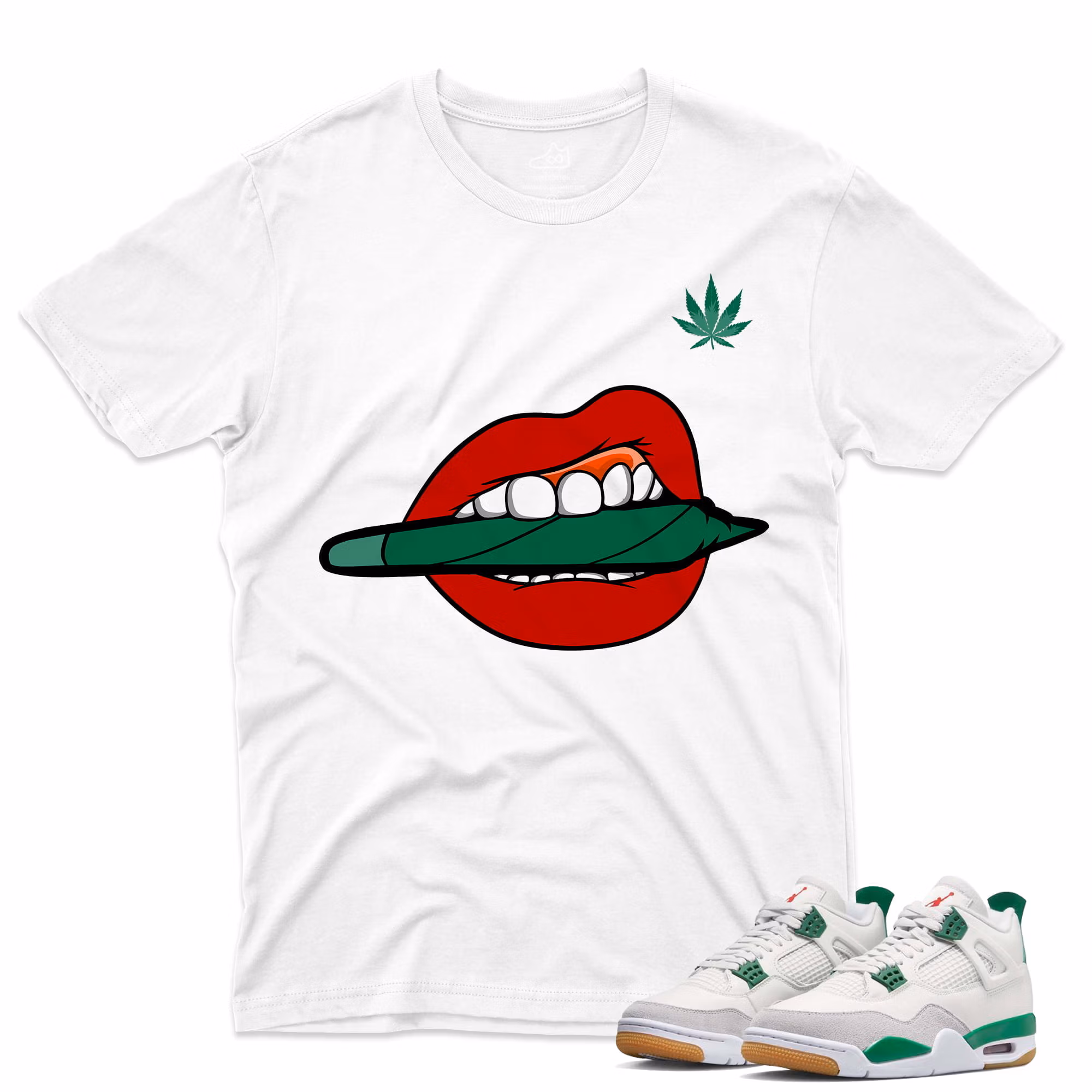 J4 Retro SB Pine Green - T-Shirt Cigar-Lip White
