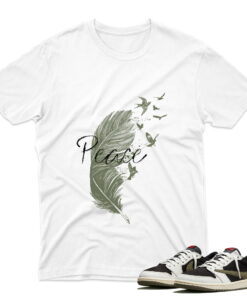 Travis Scott J1 Low OG Olive - Peace T-Shirt - White