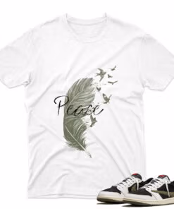 Travis Scott J1 Low OG Olive - Peace T-Shirt - White