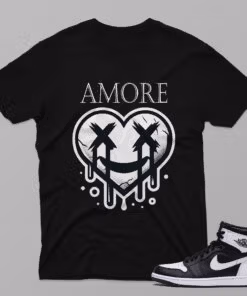 AJ1 Black White – Love – Black T-Shirt - 4E602PT