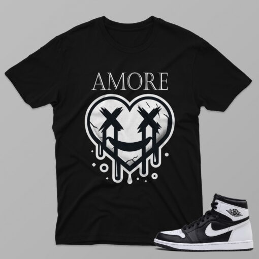 AJ1 Black White – Love – Black T-Shirt - 4E602PT