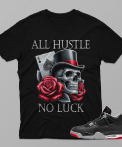 AJ1 Black White – No Luck – Black T-Shirt - 4E603PT