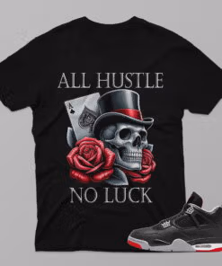 AJ1 Black White – No Luck – Black T-Shirt - 4E603PT
