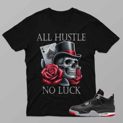 AJ1 Black White – No Luck – Black T-Shirt - 4E603PT