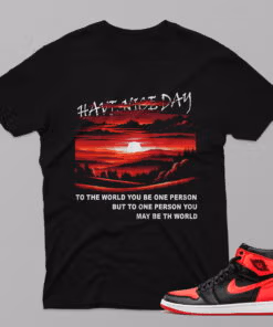 AJ1 Satin Bred – Have Nice Day – Black T-Shirt - 4F001PT