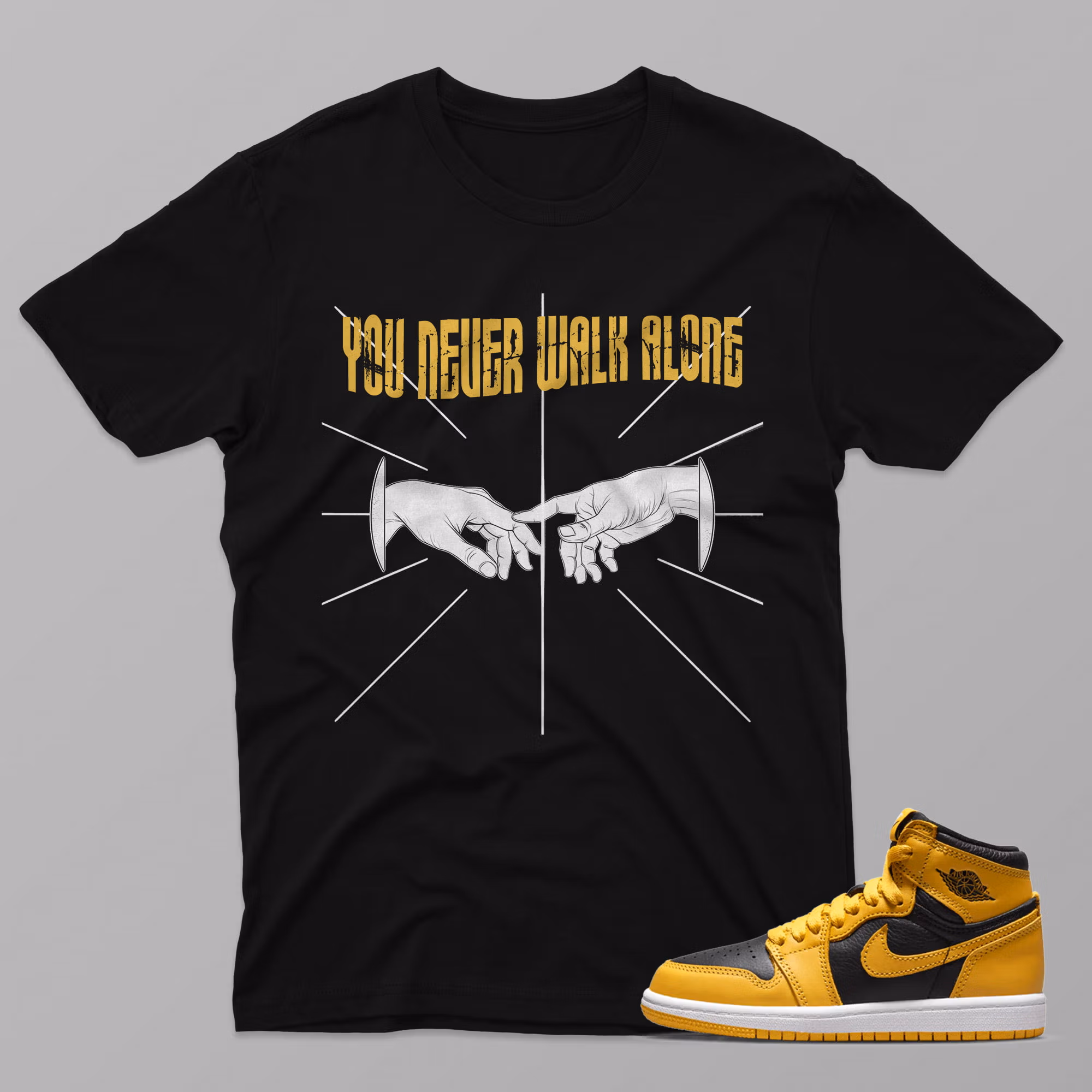 AJ1 Pollen – You Never Walk Alone – Black T-Shirt - 4FA01PT