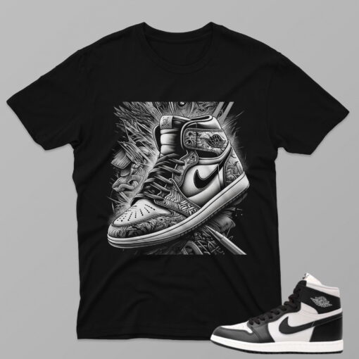 AJ1 Black White – Shoes – Black T-Shirt - 4FA03PT