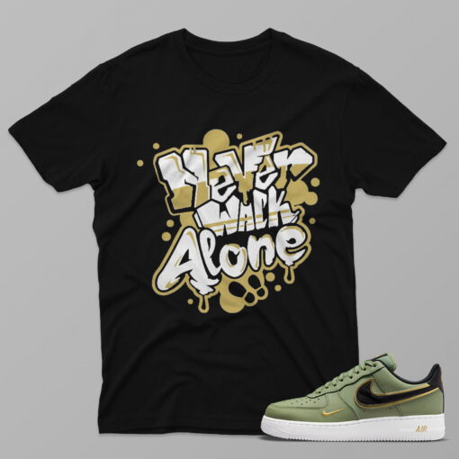 AF1 Double Swoosh Olive Gold Black – Alone – Black T-Shirt - 4FH01PT