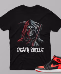 AJ1 Black White – Death Smile – Black T-Shirt - 4F601PT