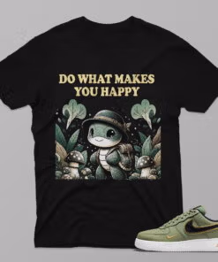 AF1 Double Swoosh Olive Gold Black – You Happy – Black T-Shirt - 4FC01PT