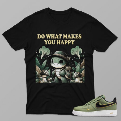 AF1 Double Swoosh Olive Gold Black – You Happy – Black T-Shirt - 4FC01PT