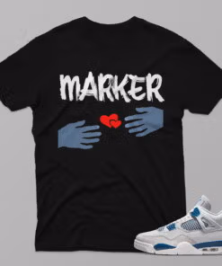 AJ4 Military Blue – Marker – Black T-Shirt - 4G301PT