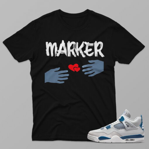 AJ4 Military Blue – Marker – Black T-Shirt - 4G301PT