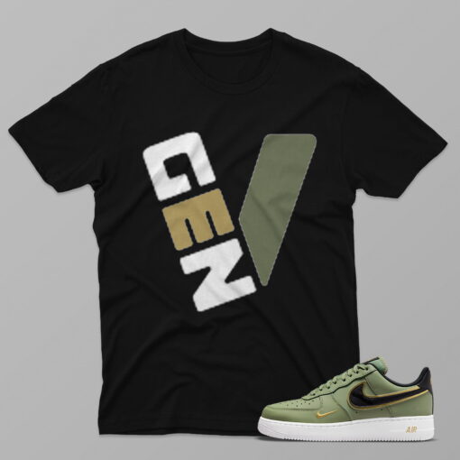 AF1 Double Swoosh Olive Gold Black – Gen V Double Swoosh Olive Gold Black – Black T-Shirt - 4I902PT